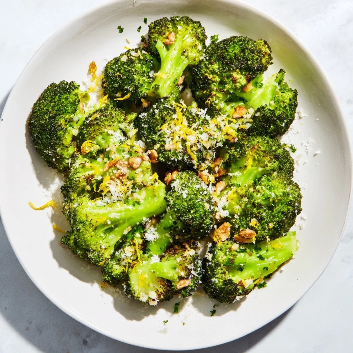 Golden, roasted broccoli with garlic and Parmesan, perfectly crisp with a delicious texture.