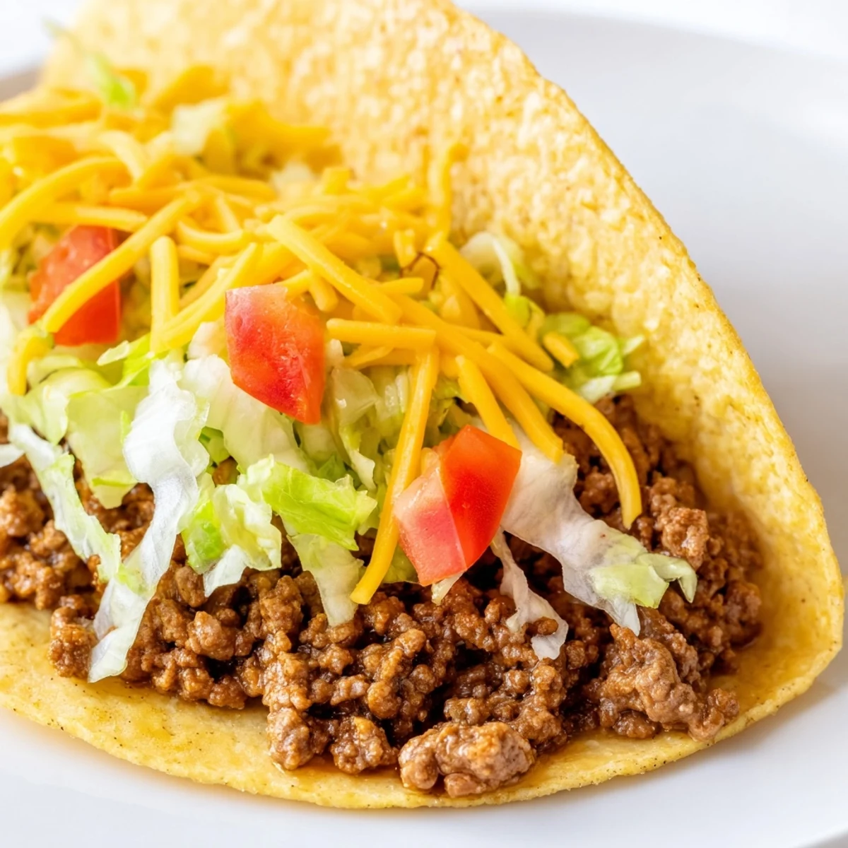 Sizzling seasoned ground beef mixture in a skillet alongside warm hard shells, fresh toppings, and zesty lime wedges for serving.