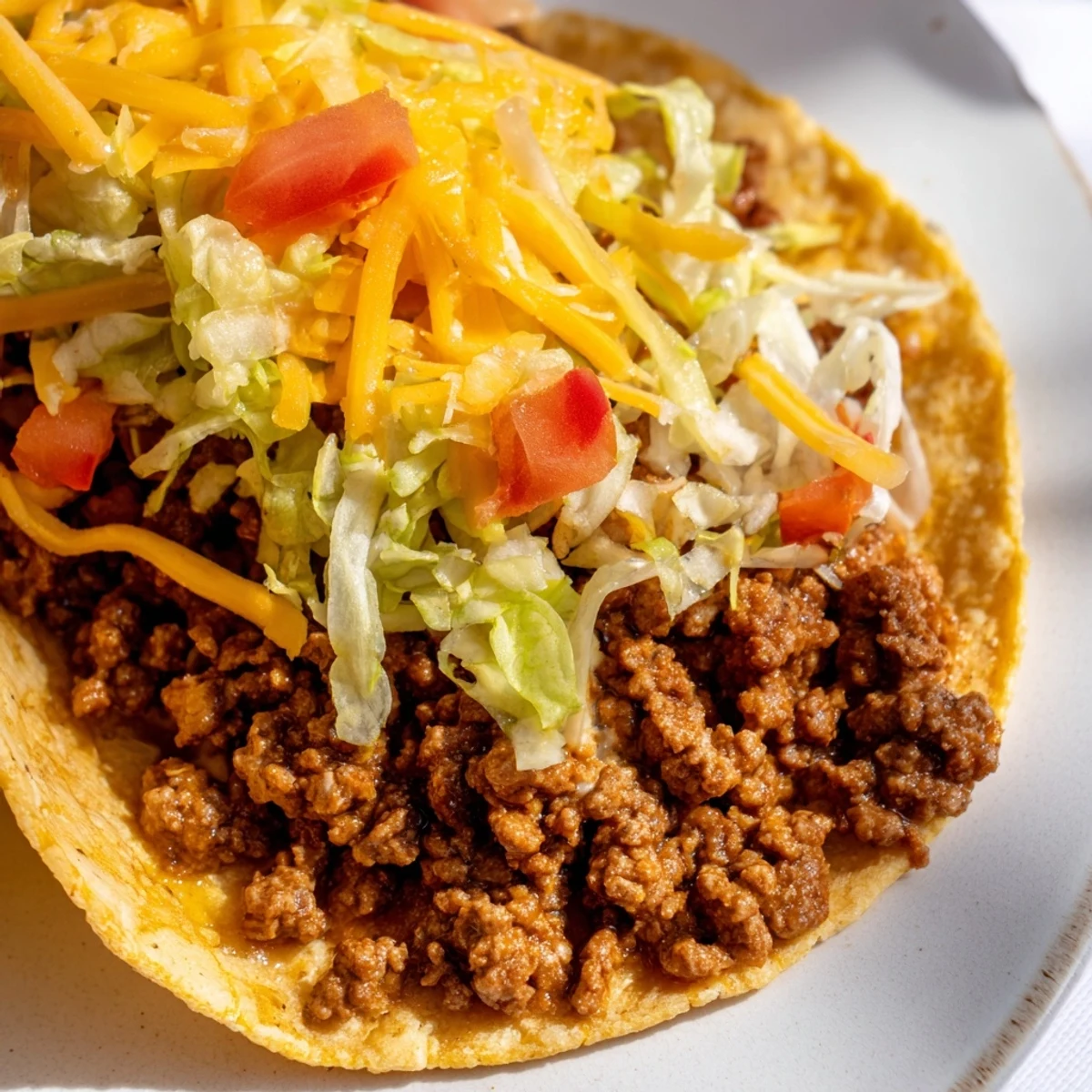 Crunchy hard beef tacos garnished with sour cream and jalapeños on a festive table, perfect for a Mexican-inspired dinner.