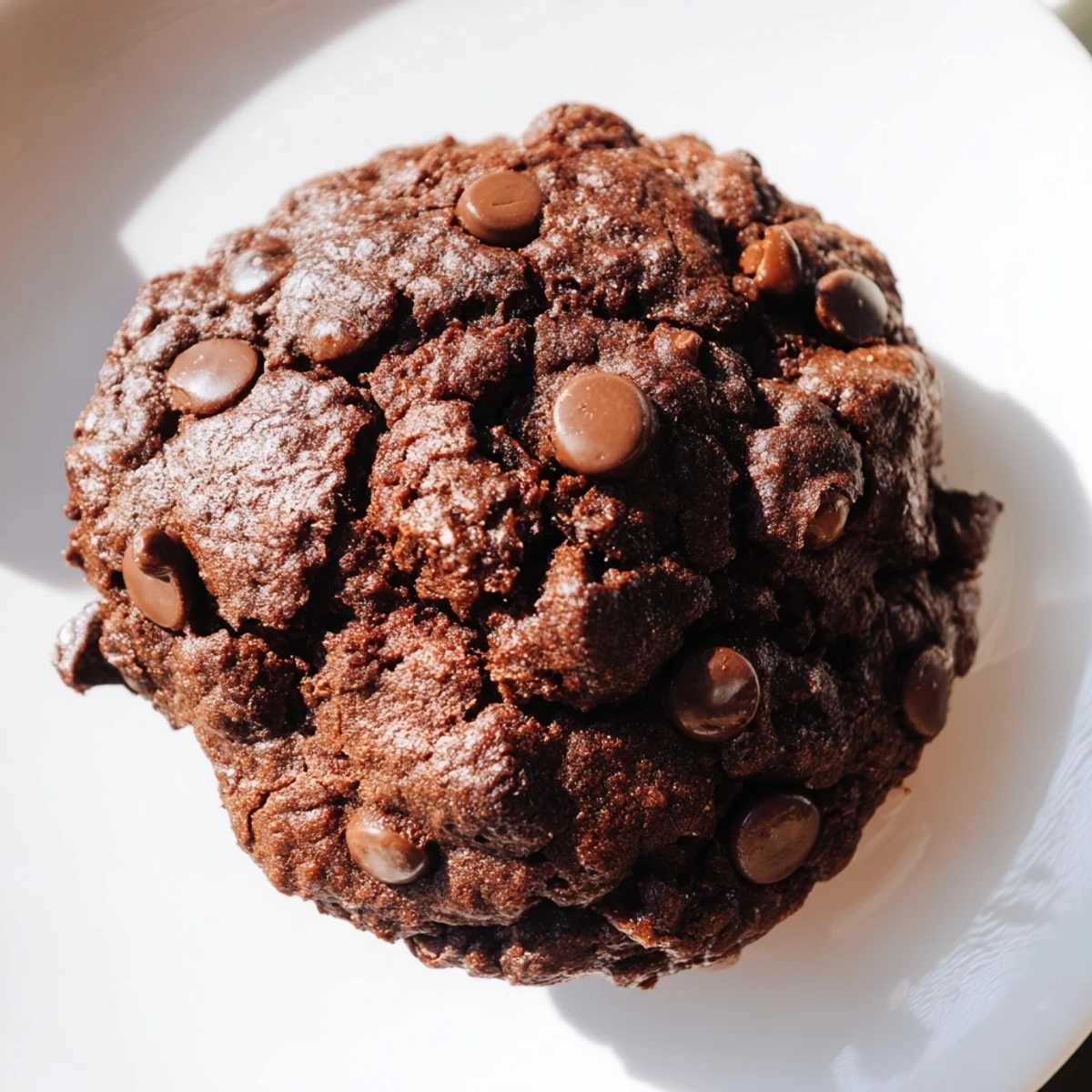 Decadent Chocolate Muffin Tops with chips on a plate, ready to serve with milk for an indulgent sweet treat.