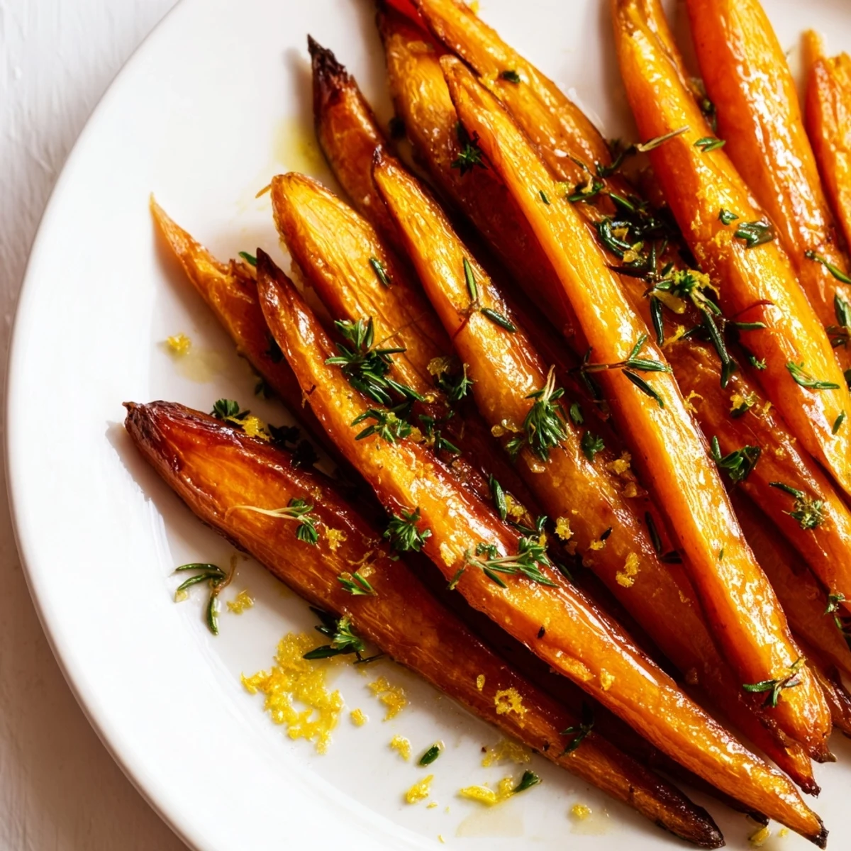 Fragrant Roasted Carrot Sticks with Herbs tossed with rosemary and parsley, brightened by lemon zest for a vibrant side dish.