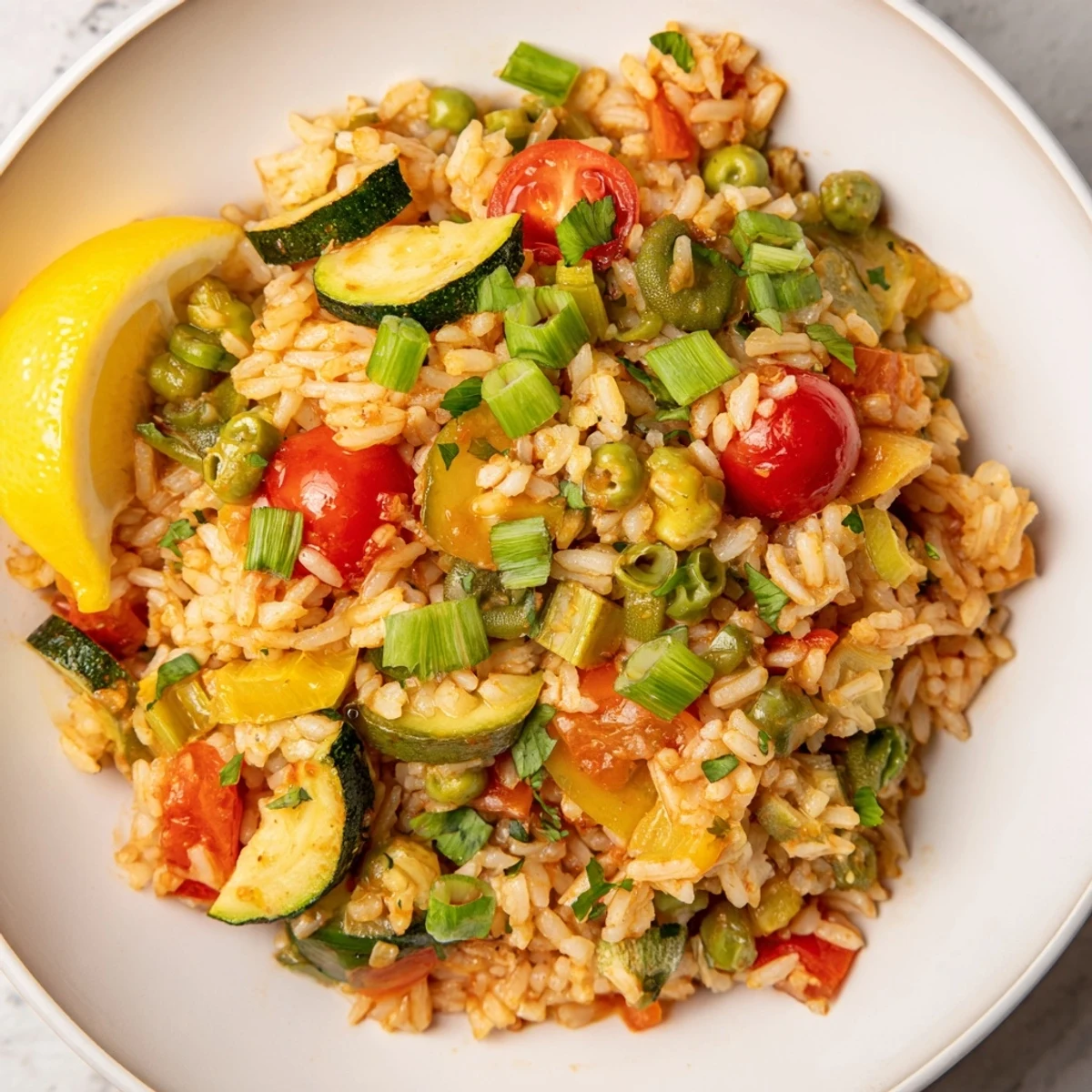 Spicy Creole Mardi Gras Vegetable Jambalaya with vibrant vegetables, a festive main dish for celebrations.