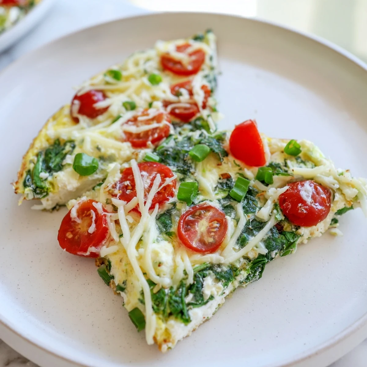 Warm Simple Cottage Cheese Frittata from the skillet, featuring cottage cheese and colorful vegetables.