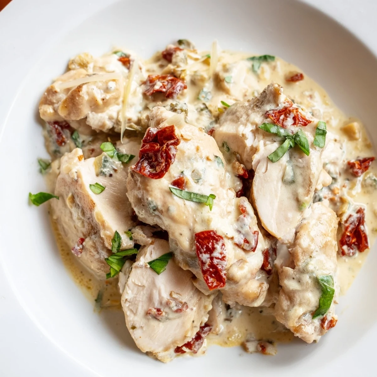 The Marry Me High Protein Crockpot Chicken steaming in a slow cooker, featuring shredded chicken and melted parmesan for a savory dinner idea.