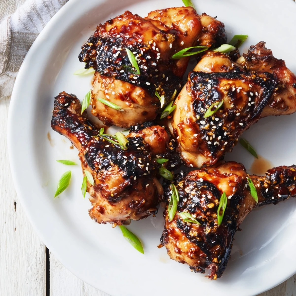 Juicy grilled Huli Huli Chicken thighs glazed with sweet pineapple and savory soy, served alongside fluffy white rice.