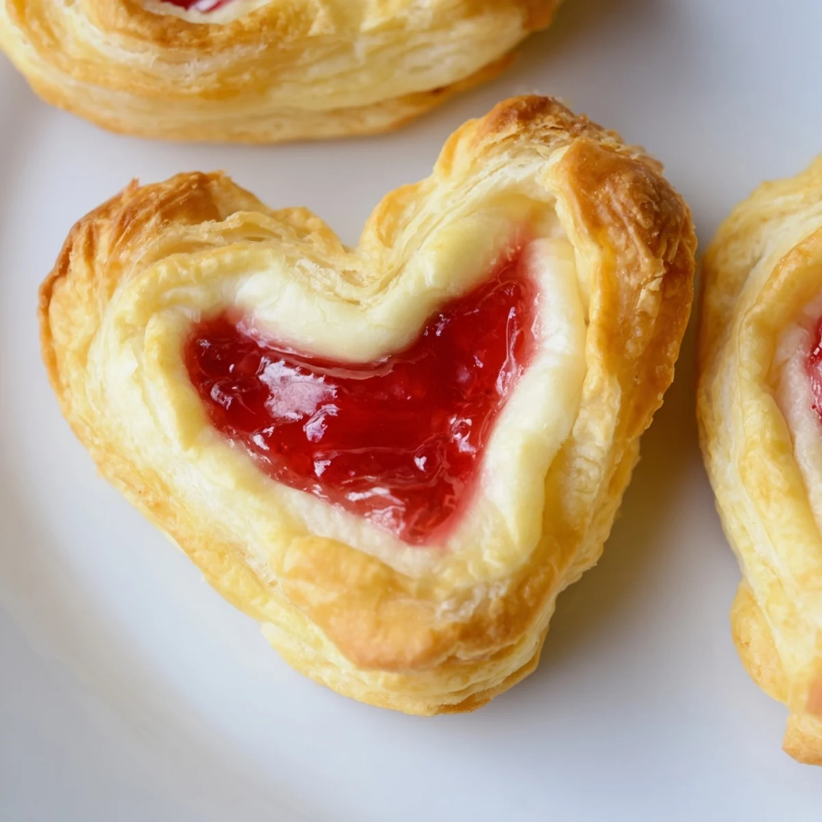 Fresh strawberry slices and creamy filling inside these heart-shaped pastries for a romantic brunch.