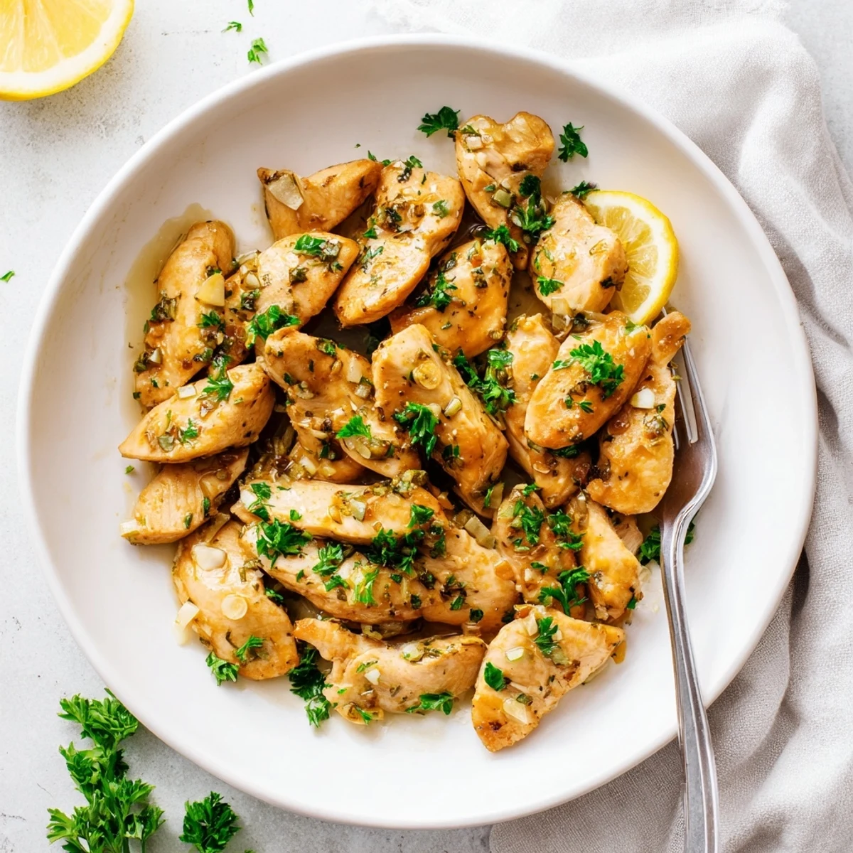 Golden-brown Garlic Butter Chicken breasts swimming in a rich, glossy garlic butter sauce.