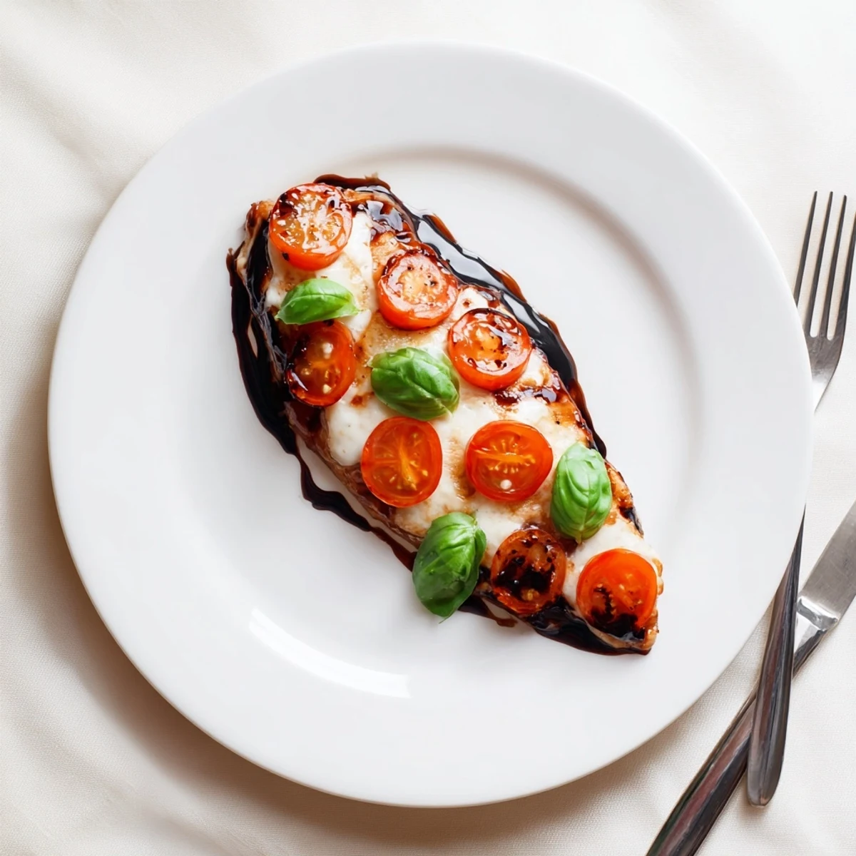 Tender Italian-style chicken topped with bubbly mozzarella cheese and sliced tomatoes finished with sweet balsamic