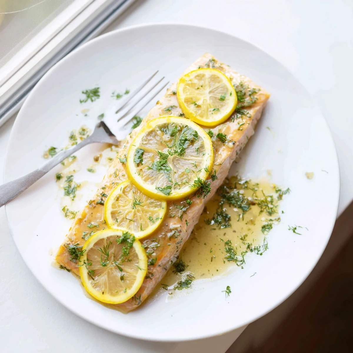 Flaky baked salmon fillets topped with fresh parsley and served as an elegant gluten free main dish