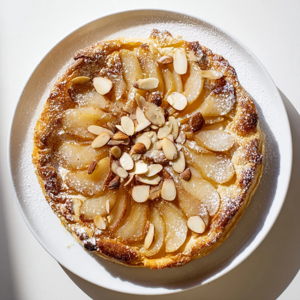 Flaky pastry dessert with cinnamon sugar pears fresh from the oven