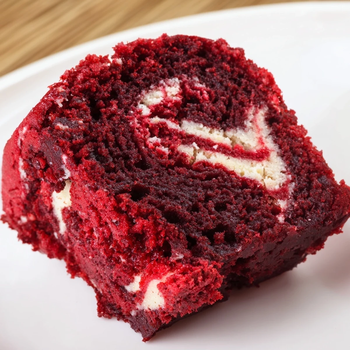 Decadent red velvet brownie bites topped with creamy white swirls in a mini muffin tin