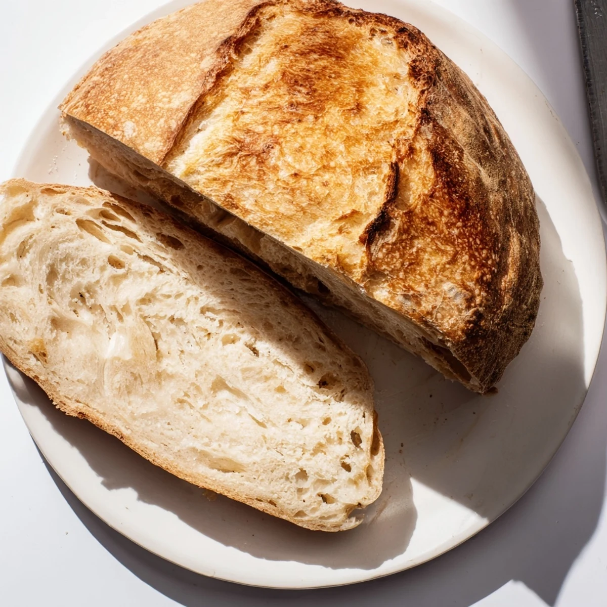 Whole crusty Italian bread loaf cooling on wire rack with golden brown crust
