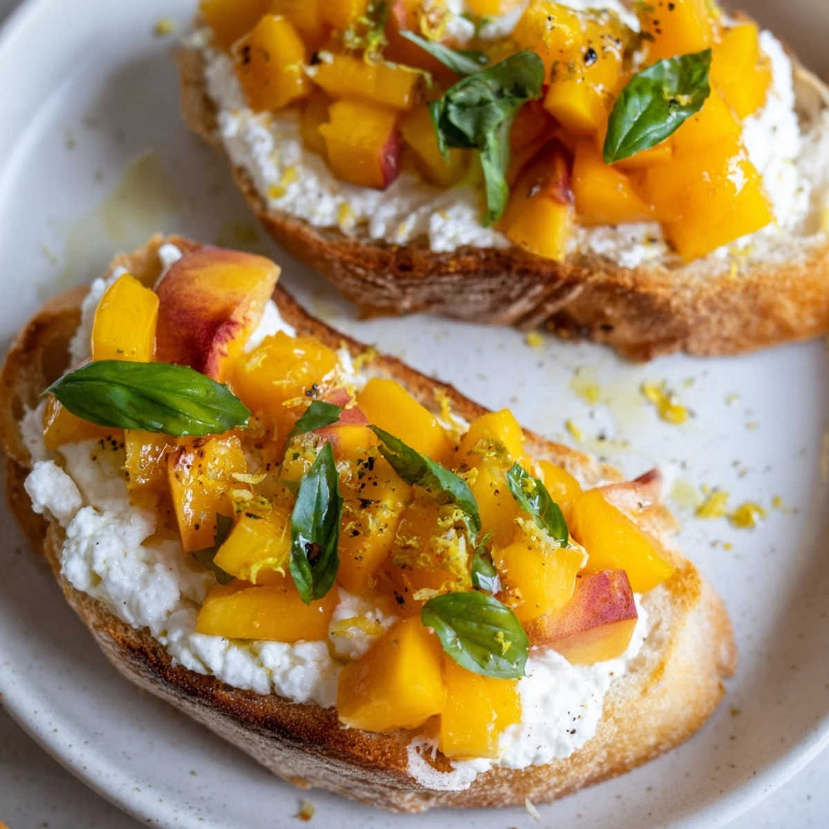 Sun Kissed Peach Bruschetta