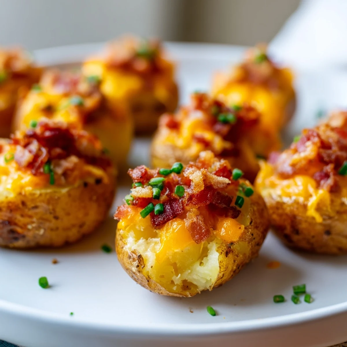 Crispy Irish Potato Bites filled with creamy bacon cheddar mixture served warm appetizer