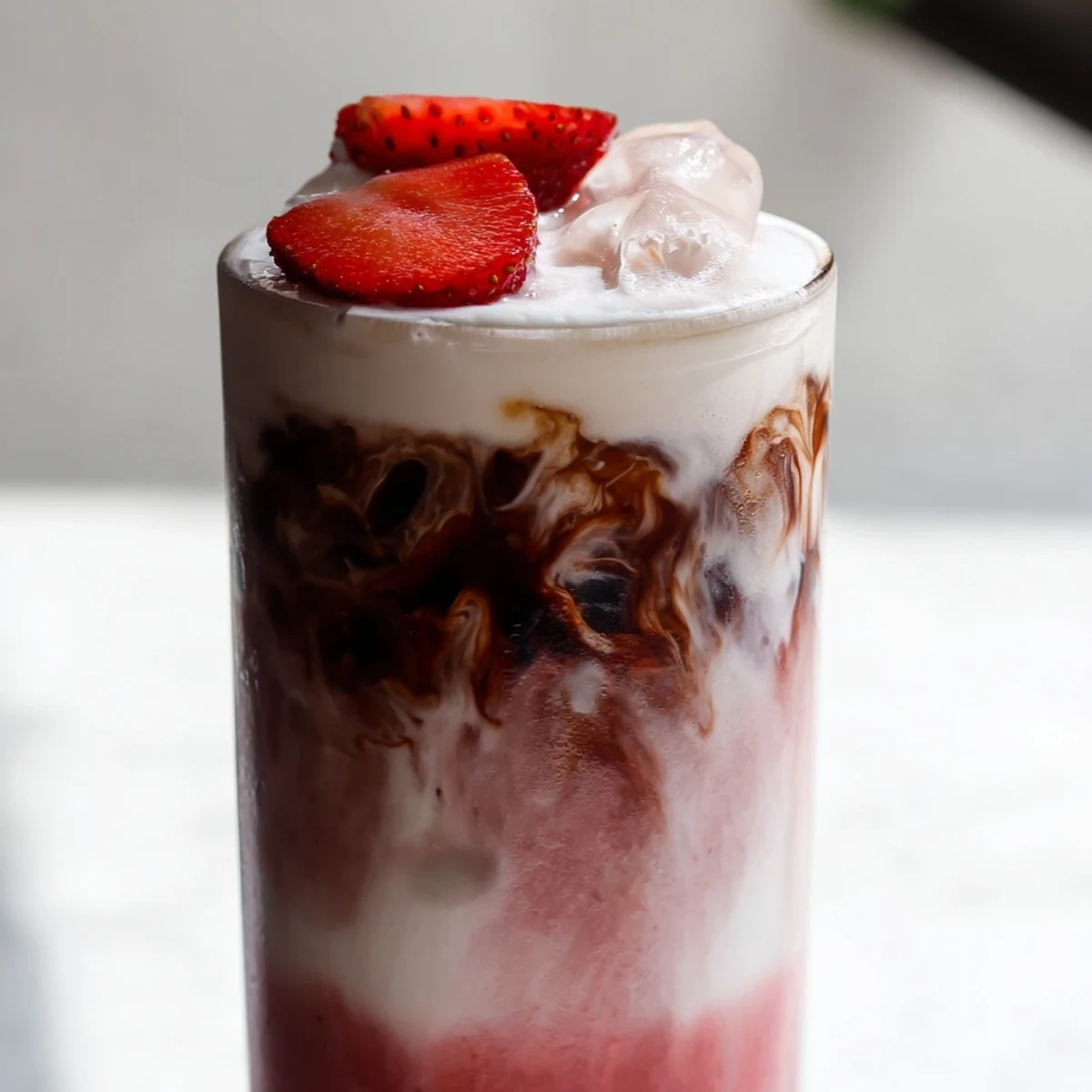 Delicious Strawberry Cream Cold Latte