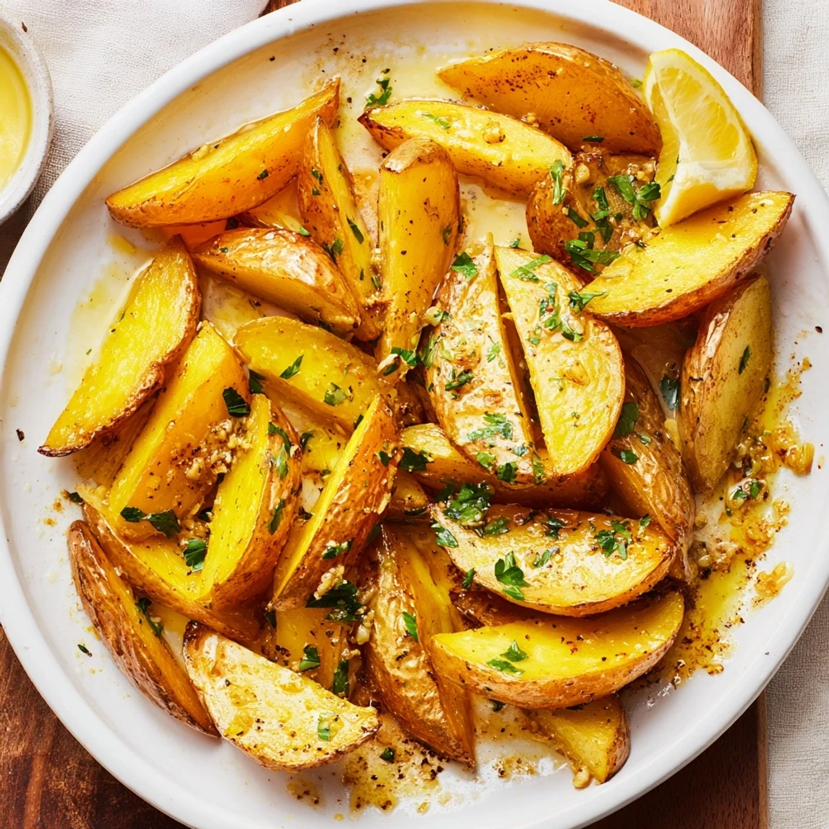 Oven roasted Authentic Greek Lemon Potatoes Recipe, fragrant with garlic and oregano