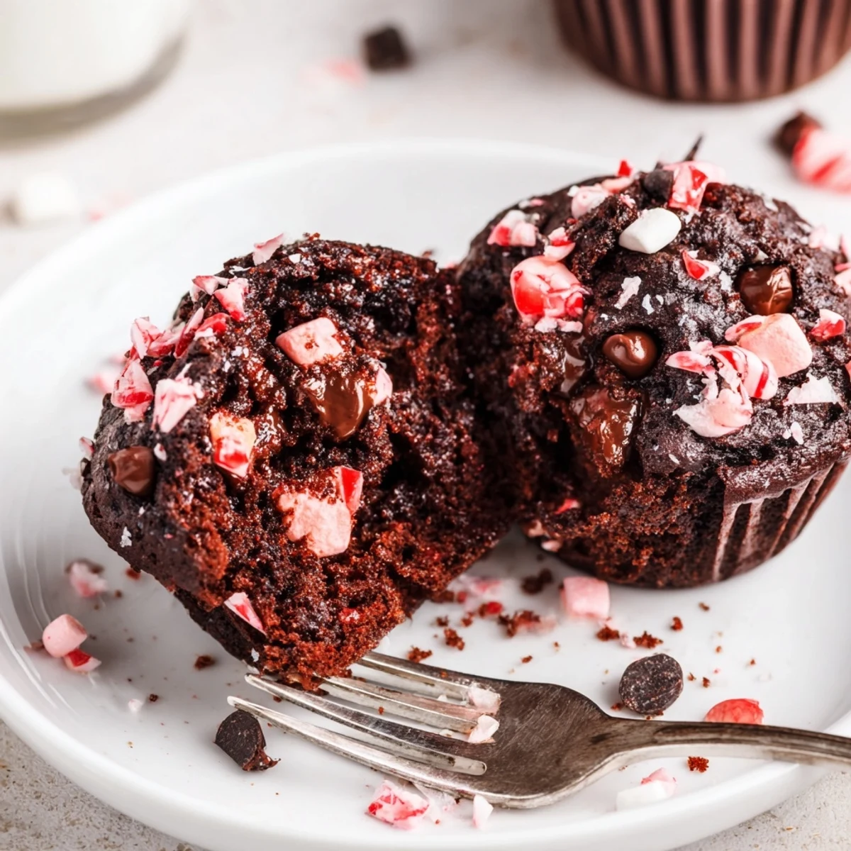 Peppermint Hot Chocolate Muffins