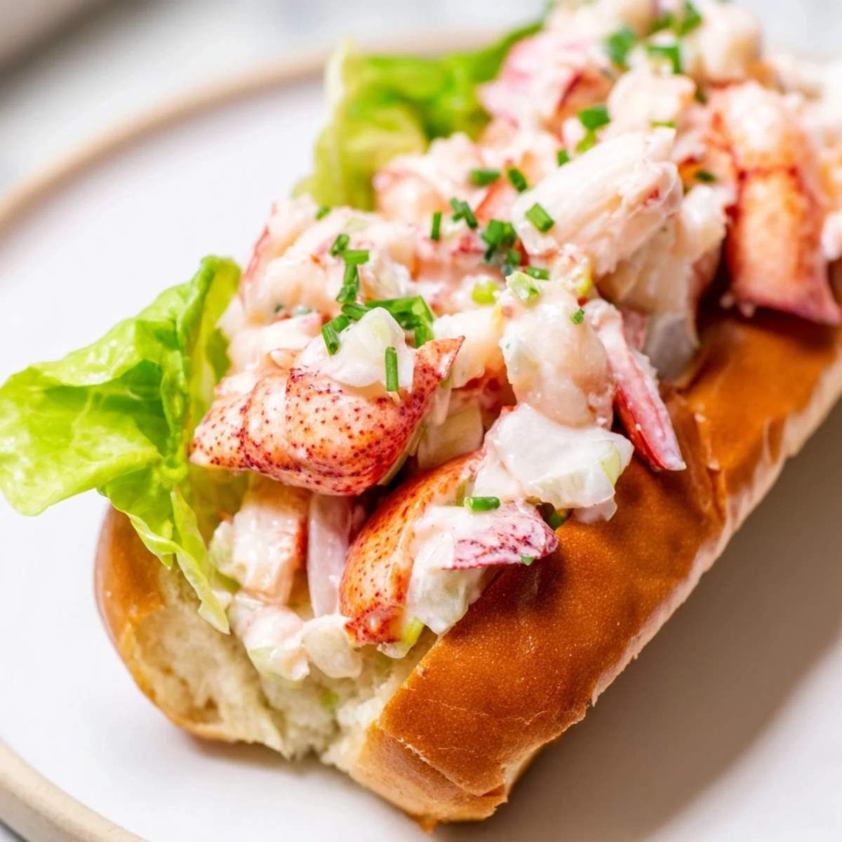 Classic Maine style lobster rolls piled high with tender lobster and celery in a warm buttery roll