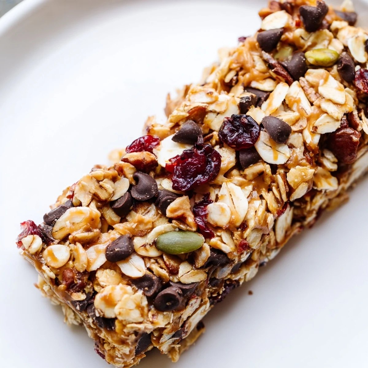 Freshly cut homemade granola bars revealing honey oats, almonds, and dried fruit in every bite