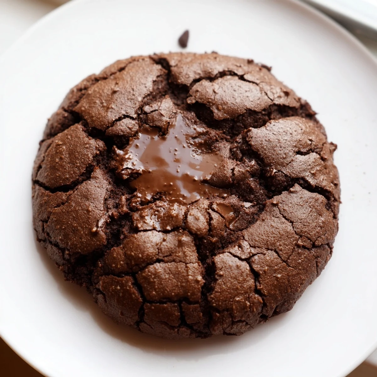 Freshly baked chocolate espresso cookies with melted chips and crispy edges cooling on a wire rack