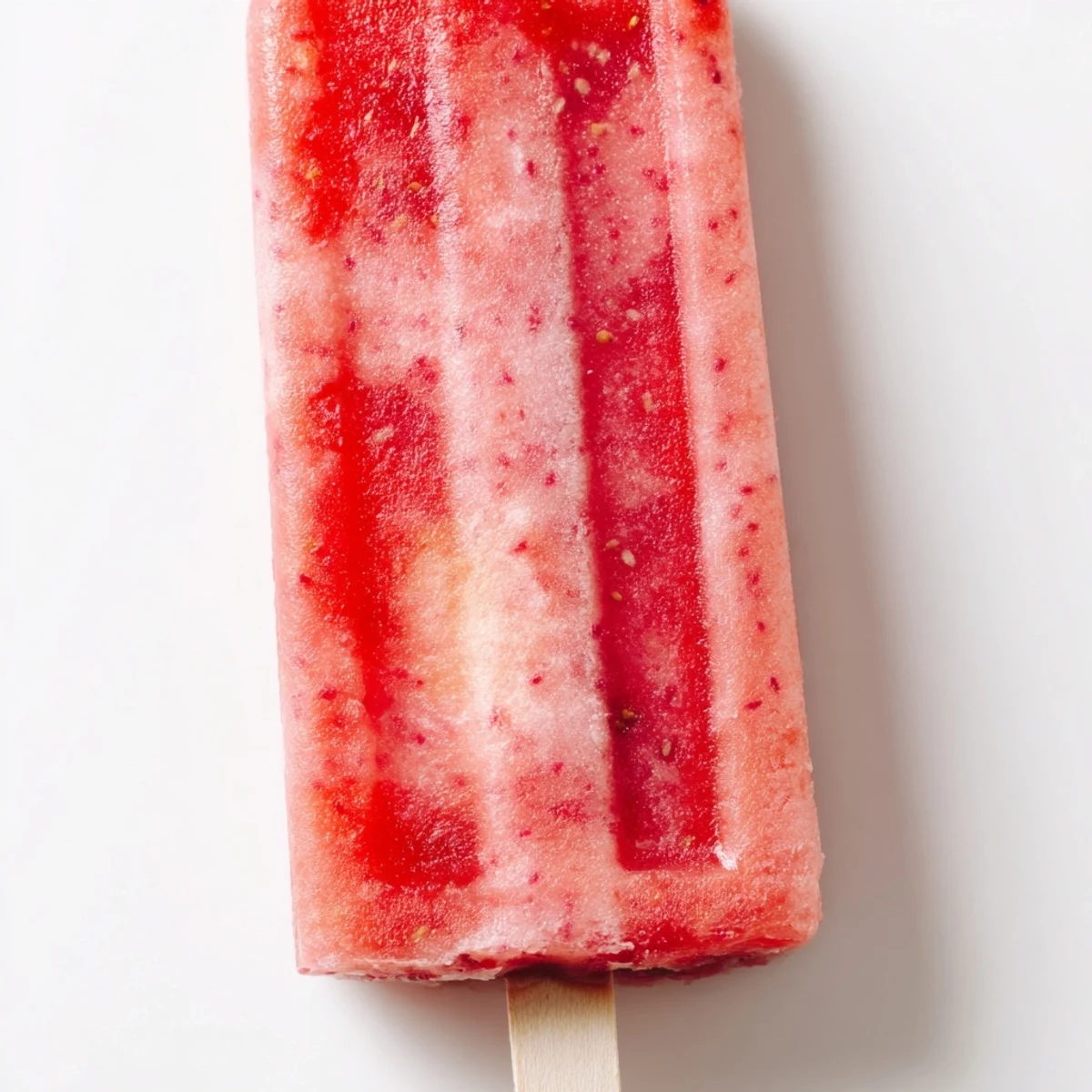 Refreshing strawberry watermelon popsicles removed from molds glistening with frosty ice crystals on a bright summer day