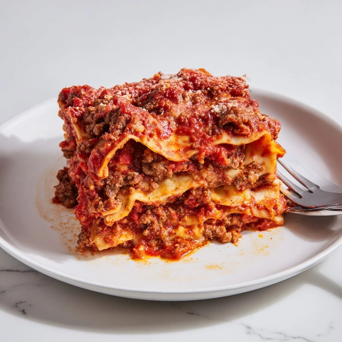 Slow Cooker Lasagna with bubbling mozzarella and aromatic meat sauce, steaming.