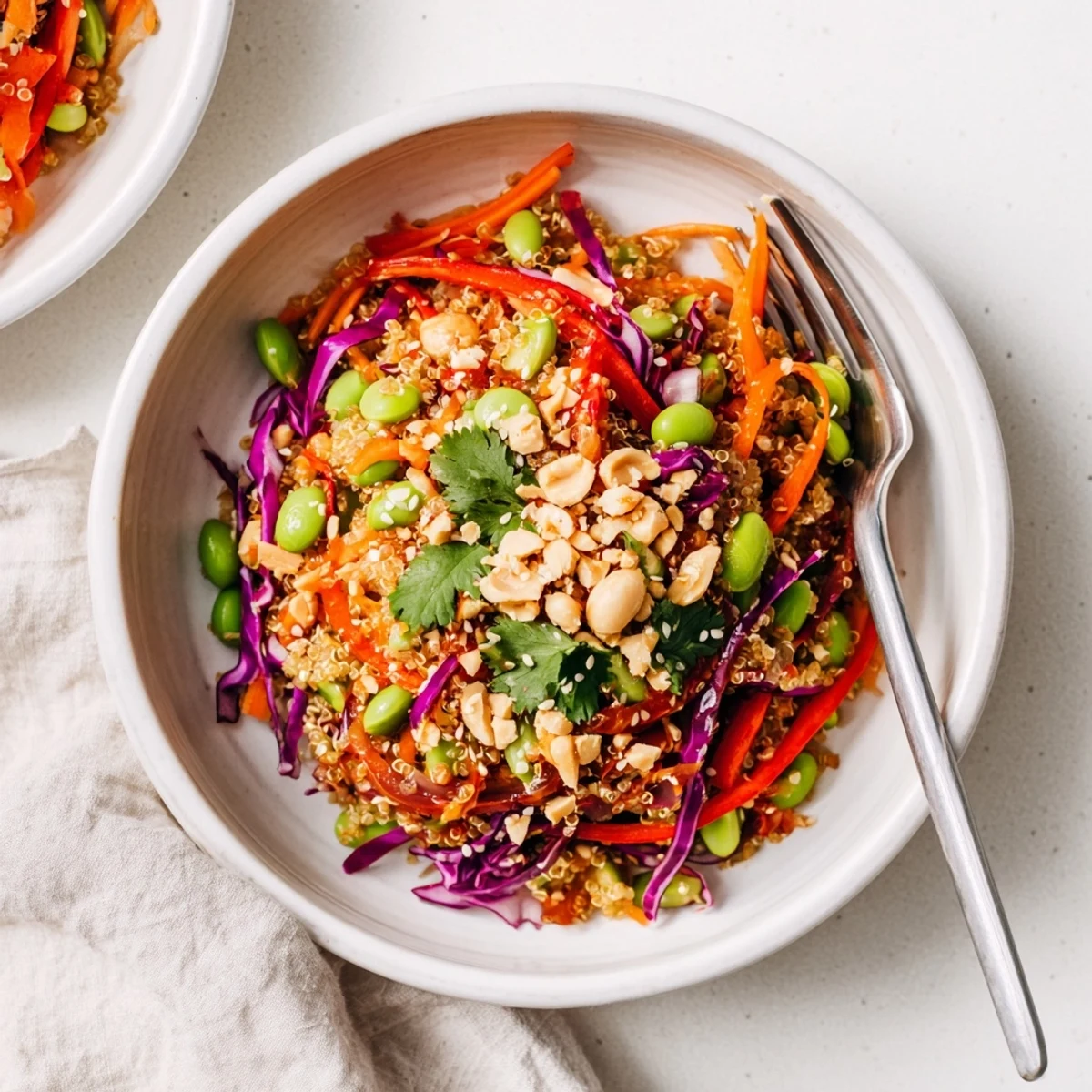 Asian Dressing Quinoa Salad with fluffy quinoa, crisp veggies, zesty lime dressing