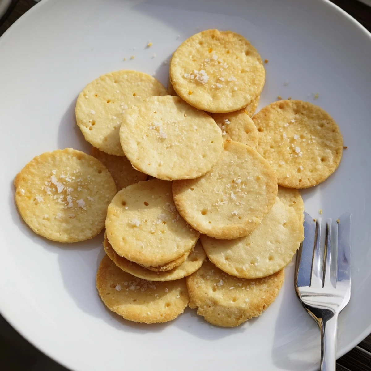 Warm Sourdough Cheddar Snack Crackers beside hummus bowl, crisp edges visible