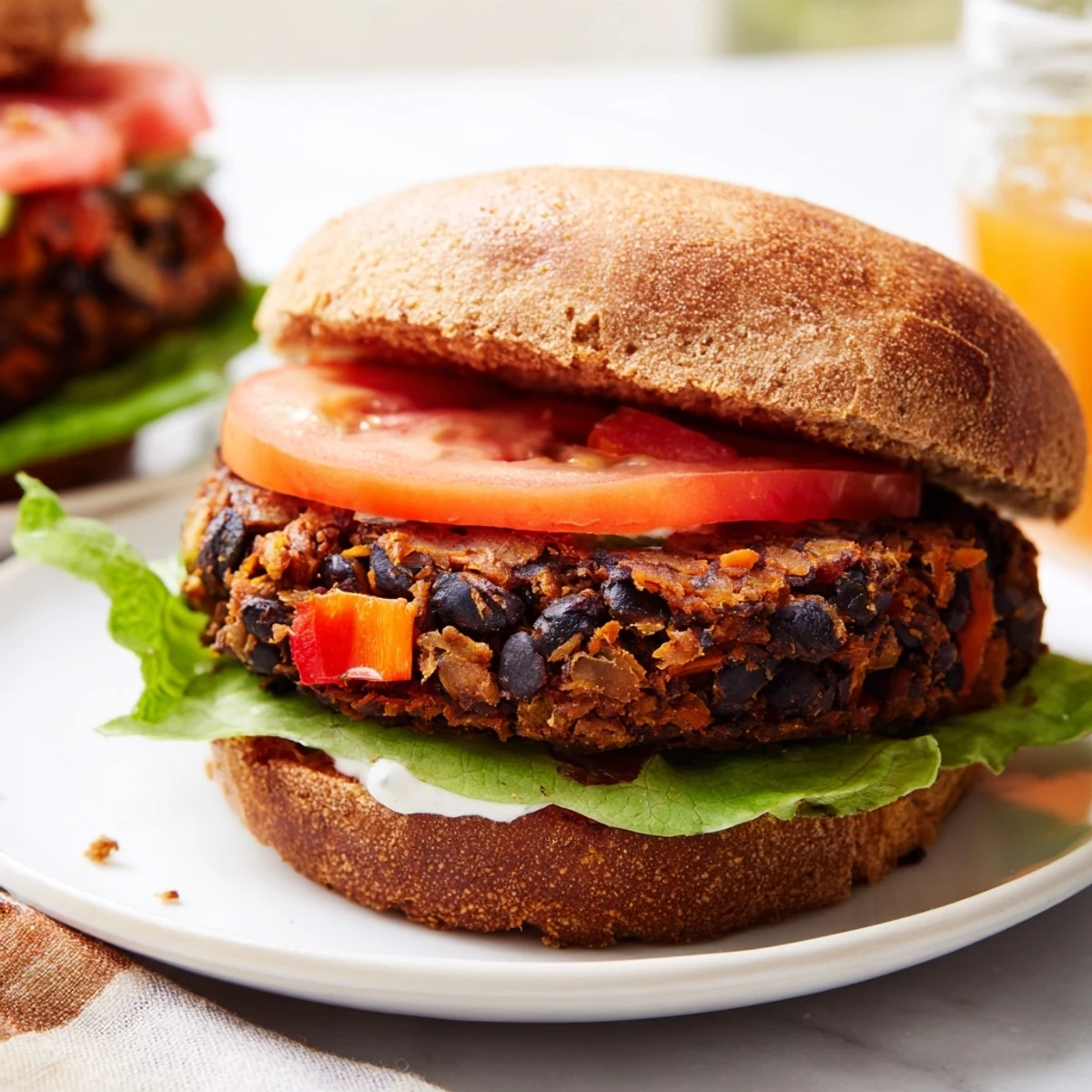 Hearty black bean veggie burgers recipe sizzling in a cast iron skillet with grill marks