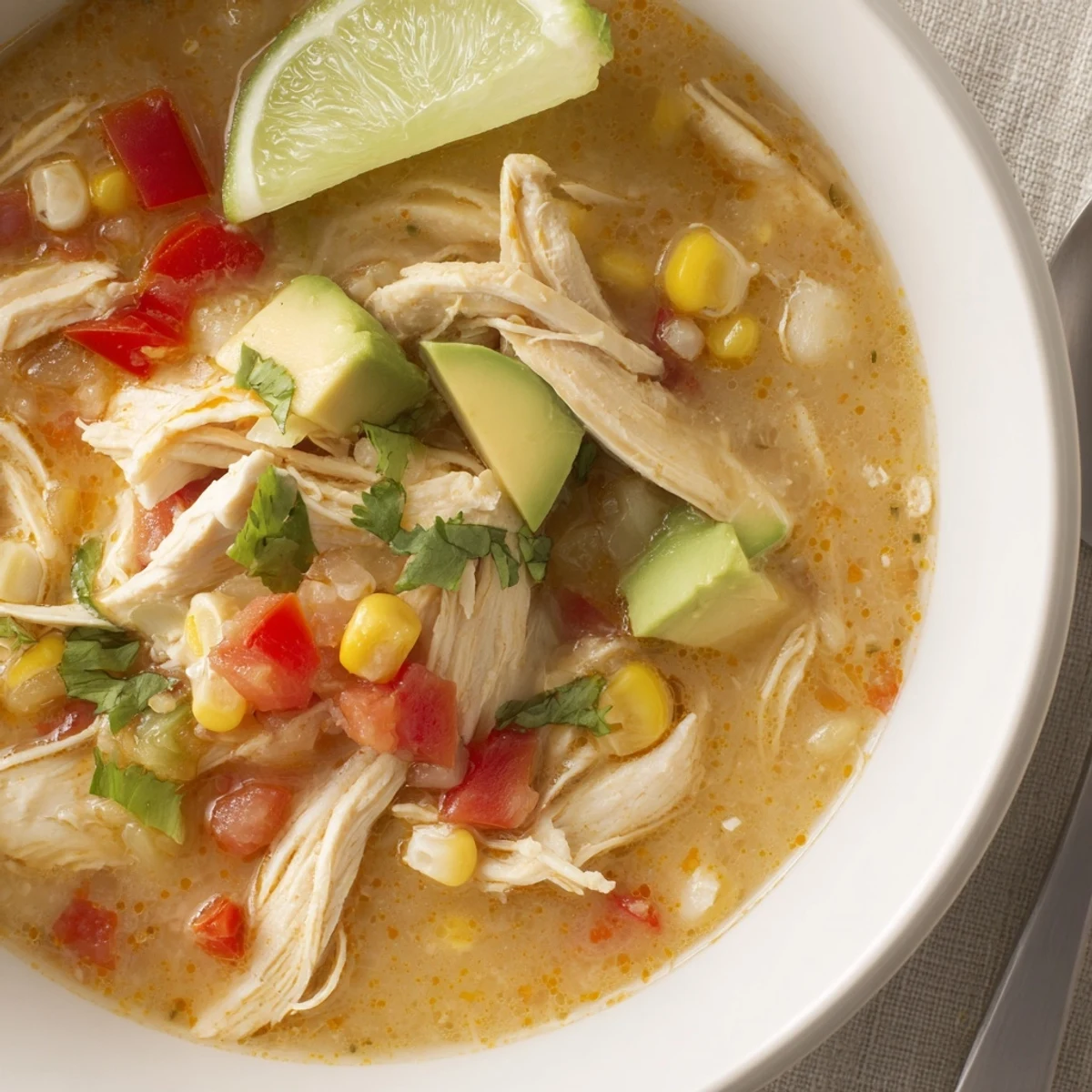 Bold Zesty Chicken Lime Soup Recipe steaming in bowl, bright lime and cilantro