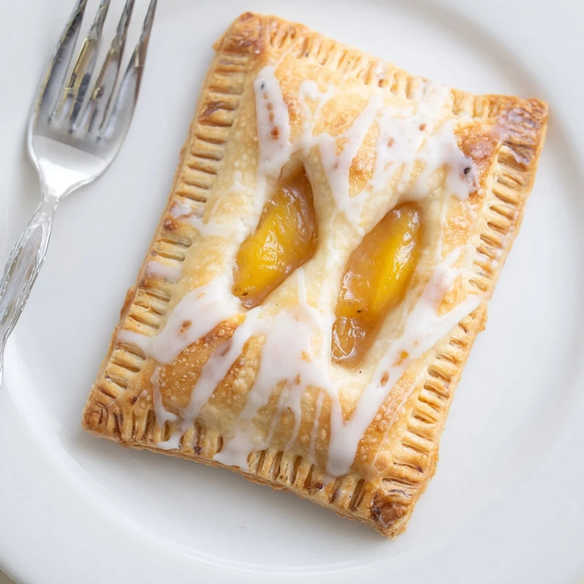 Flaky Peach Pop Tarts Classic served with coffee, buttery crust and glaze.