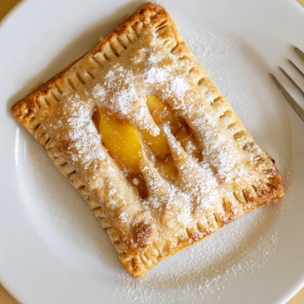 Homemade Peach Pop Tarts Classic split open, warm jam bubbling inside.  
