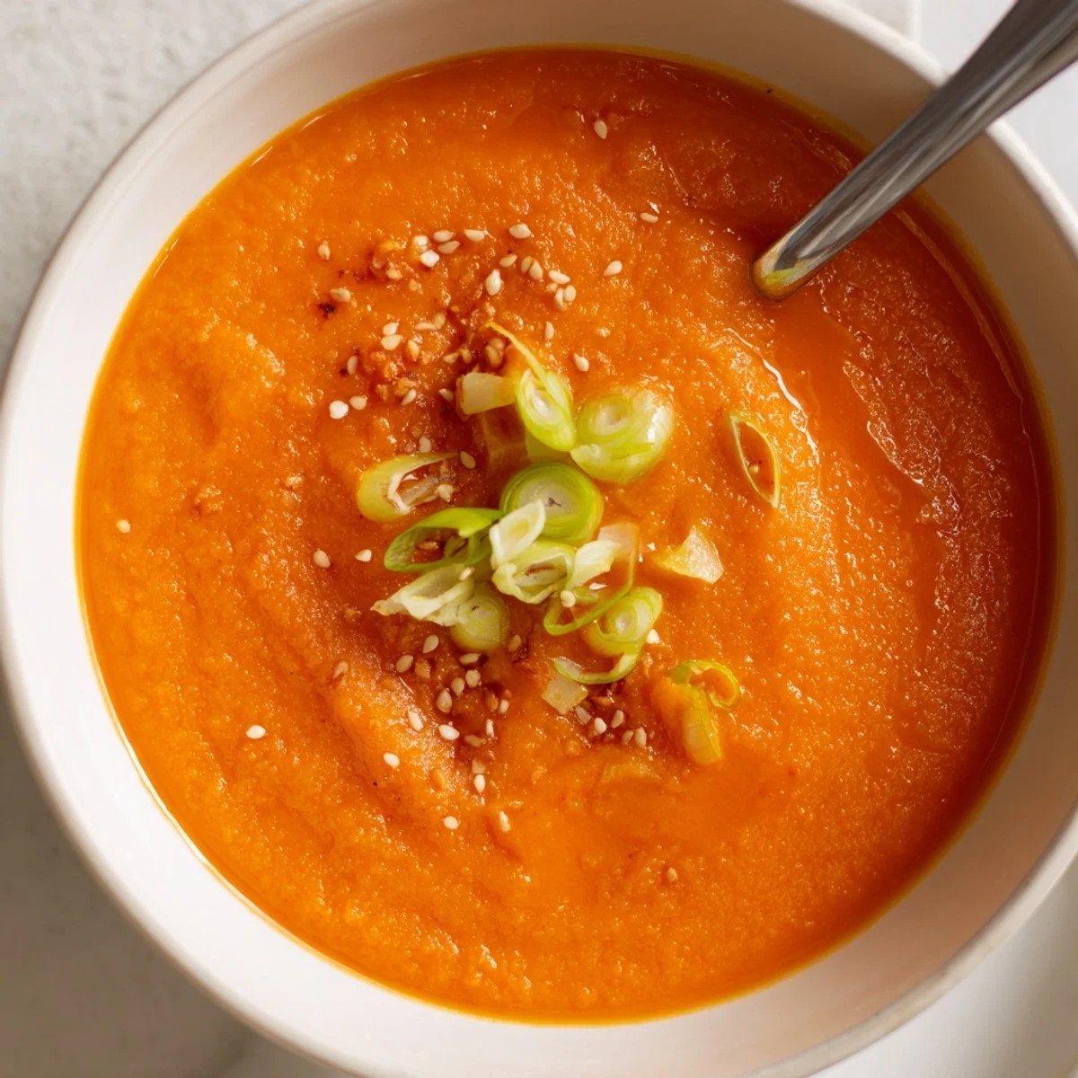 Warm Carrot Ginger Miso Soup steaming in bowl, silky texture and umami