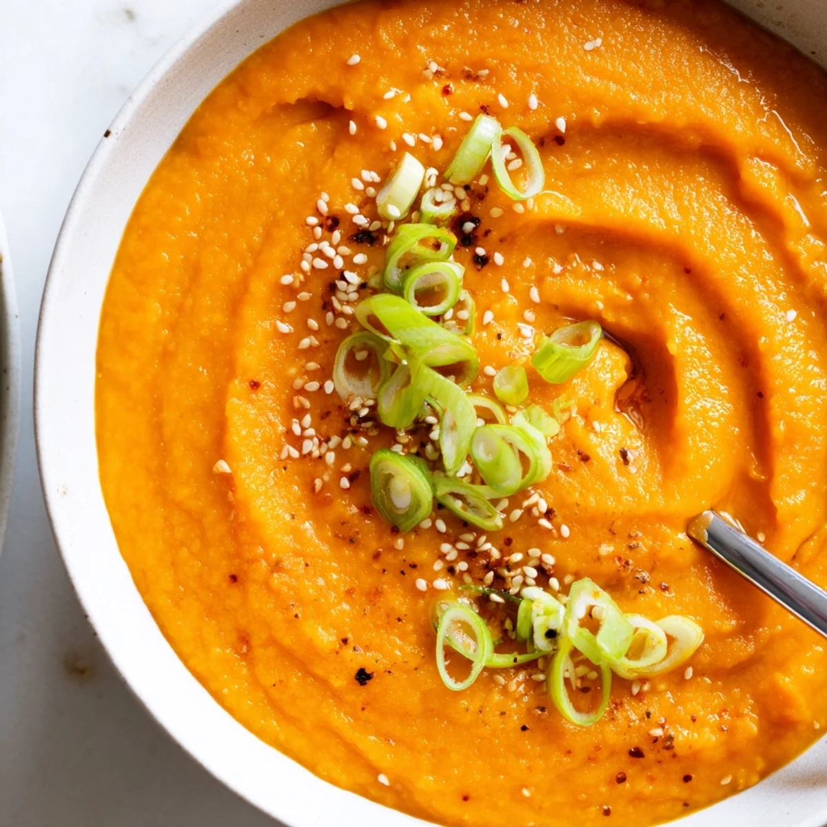 Bright Carrot Ginger Miso Soup Recipe, zesty ginger aroma, sesame and scallions