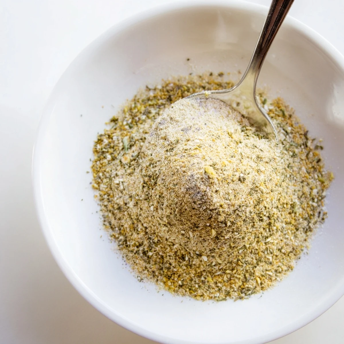 Warm savory broth steaming, stirred with Vegan Chicken Seasoning For Rubs Marinades And Broth