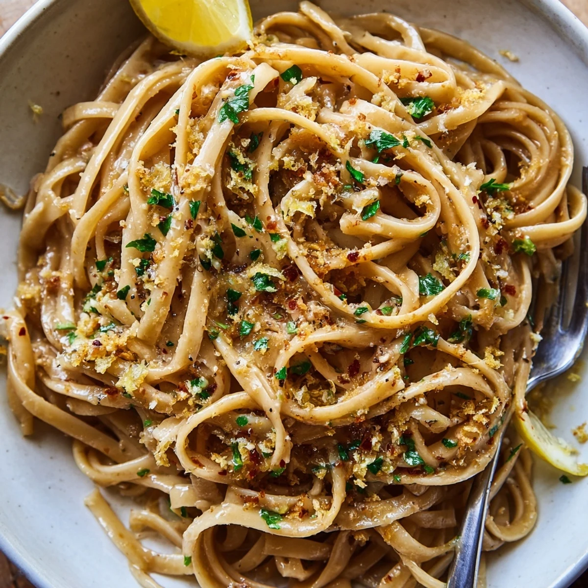 Weeknight Cowboy Butter Pasta served hot with lemon wedges and grilled steak.