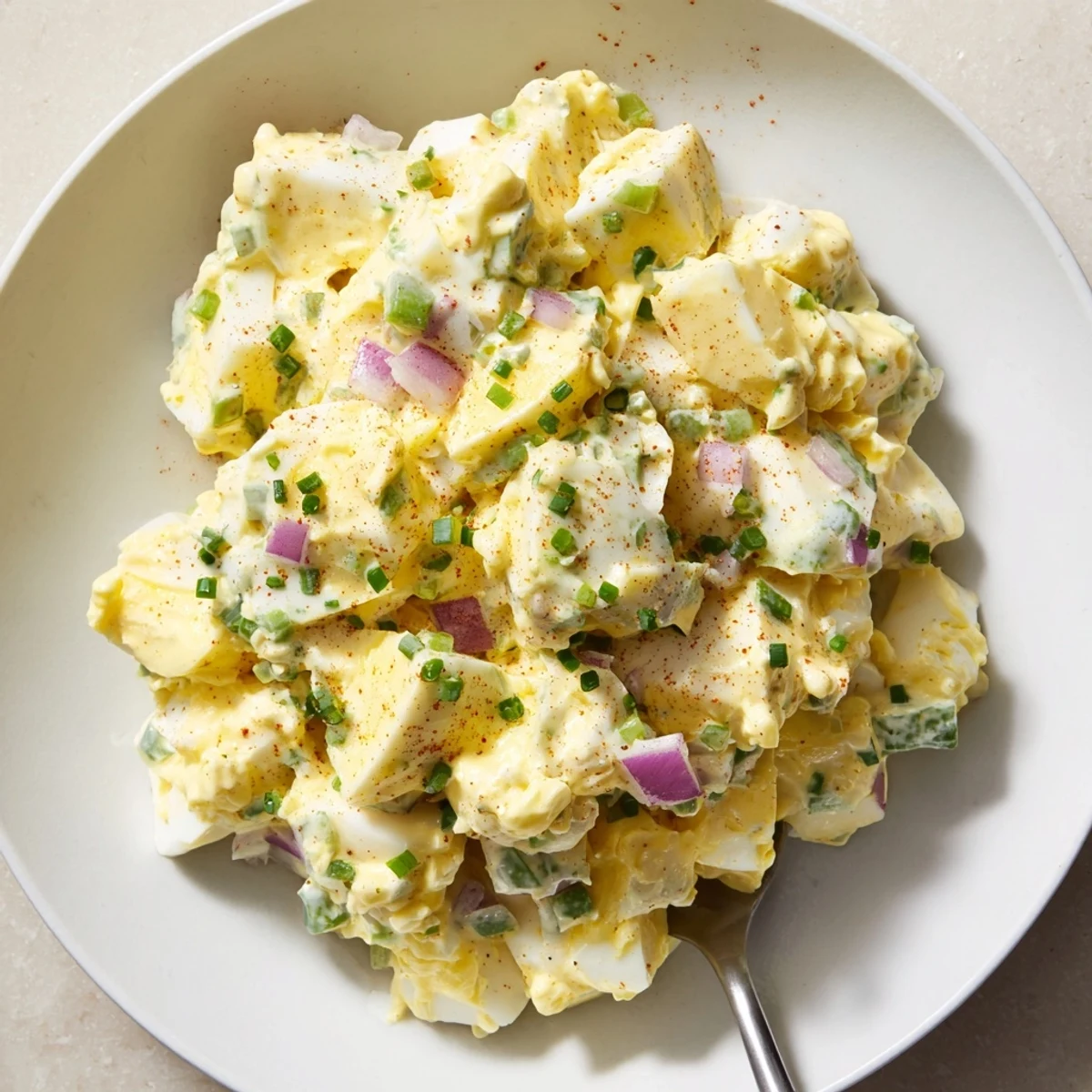 Classic Egg Salad Recipe on toasted sourdough, creamy, tangy, sprinkled paprika.