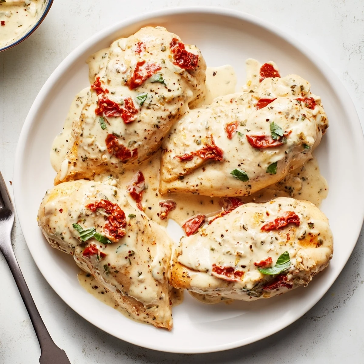 Dump And Go Crockpot Marry Me Chicken smothered in creamy sun-dried tomato sauce