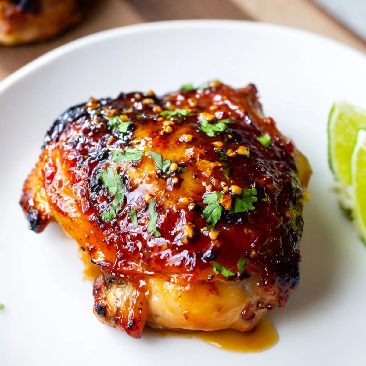 Oven roasted Chipotle Honey Chicken Thighs With Smoked Gouda, glossy melted cheese.