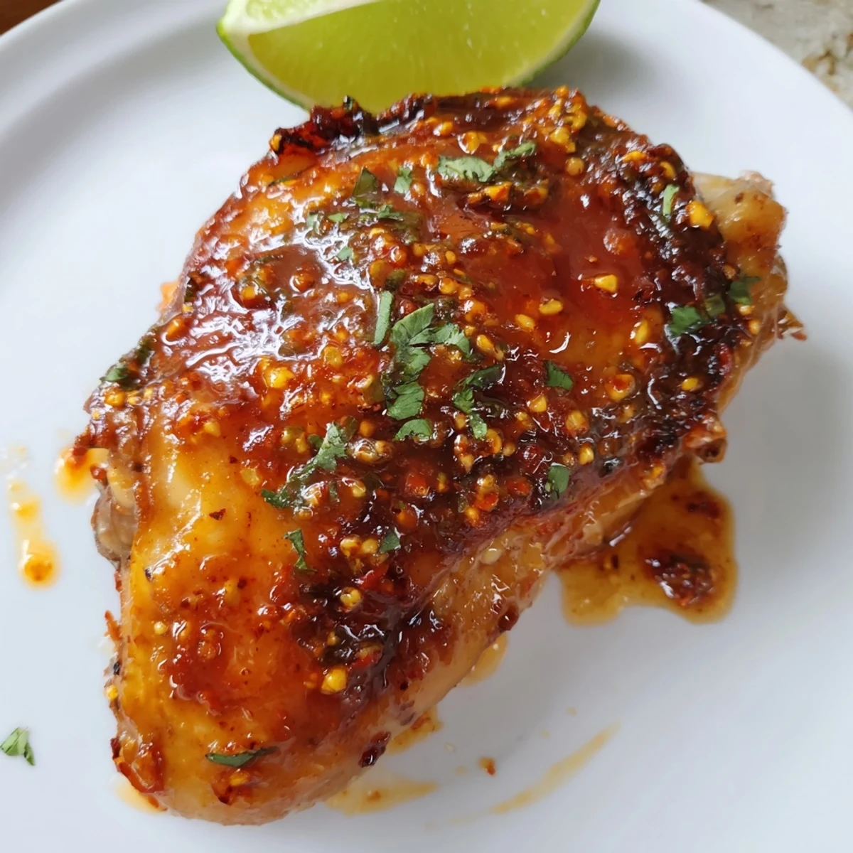 Sliced for serving Chipotle Honey Chicken Thighs With Smoked Gouda, cilantro and lime.