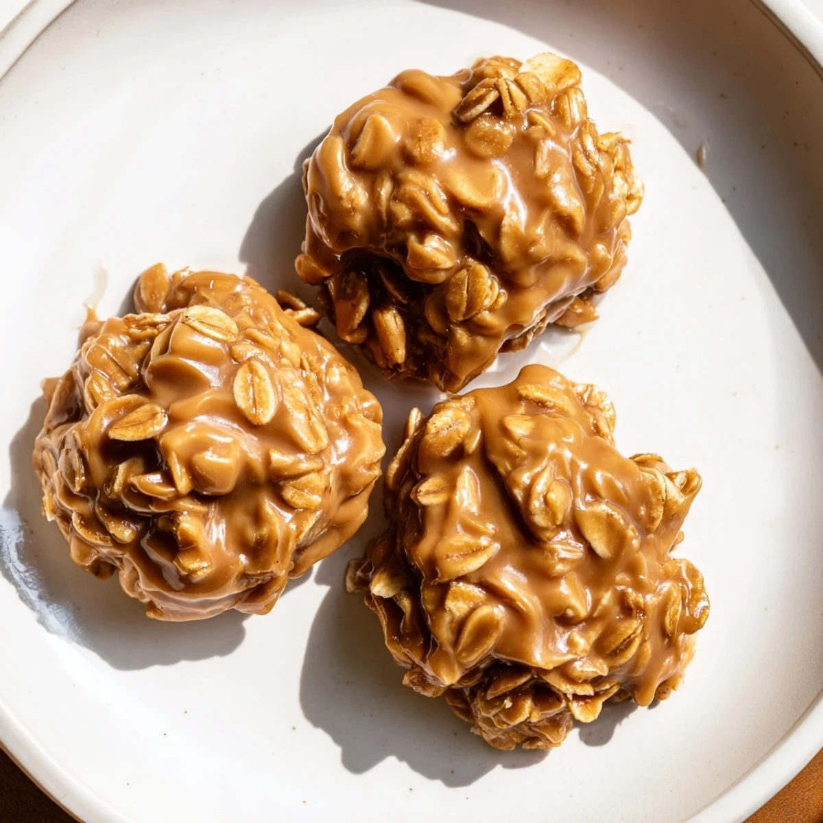Freshly dropped Peanut Butter No Bake Cookies on sheet, gooey, nutty aroma  