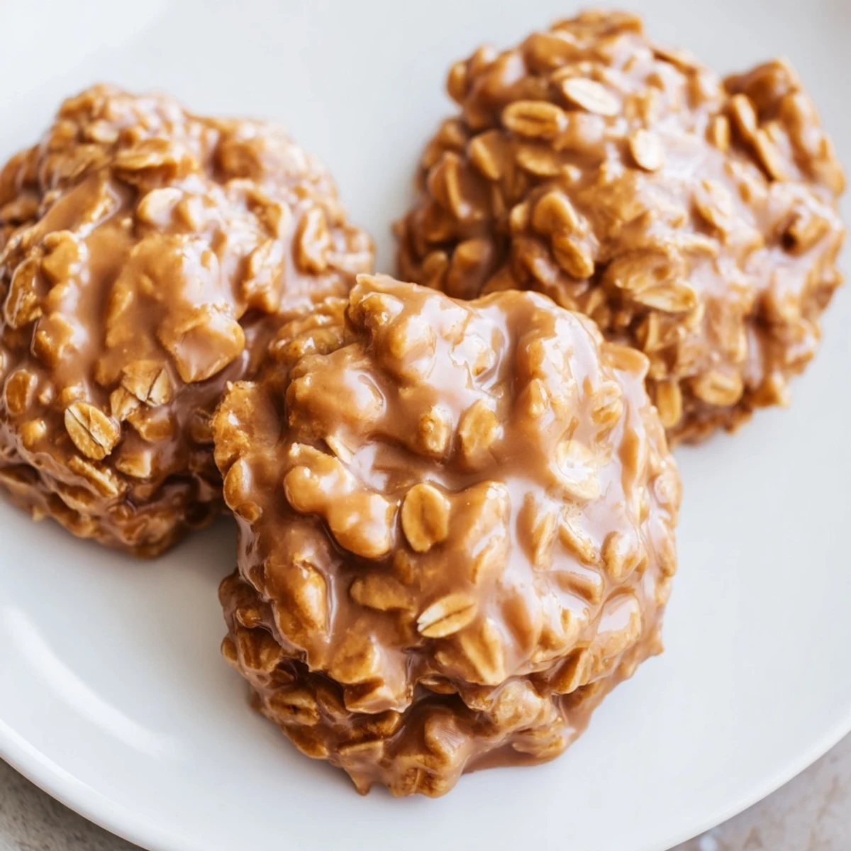 Stack of Peanut Butter No Bake Cookies beside cold milk, tender, peanutty