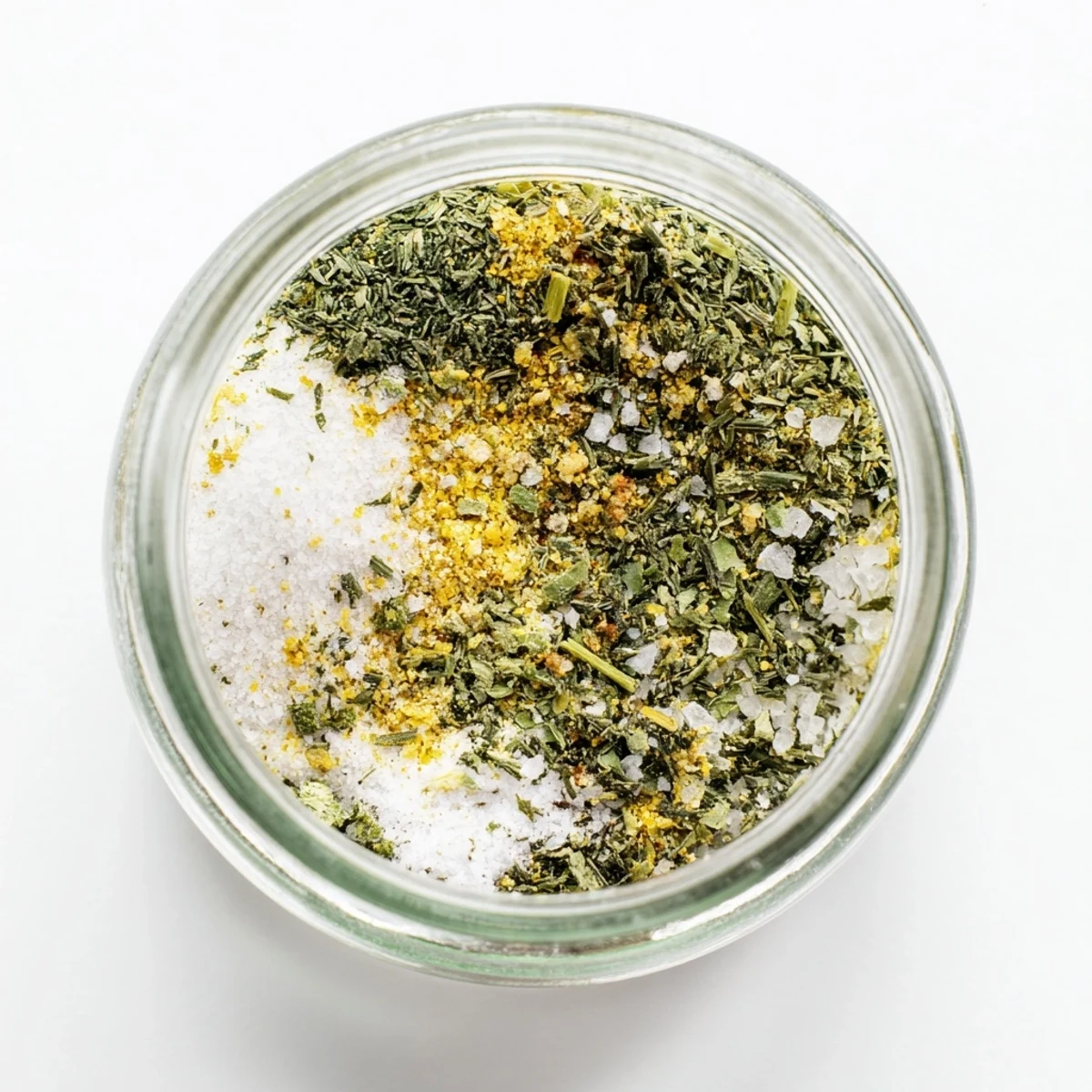 Vibrant green and white Greek spice blend of dehydrated tzatziki seasoning mix ready for sprinkling