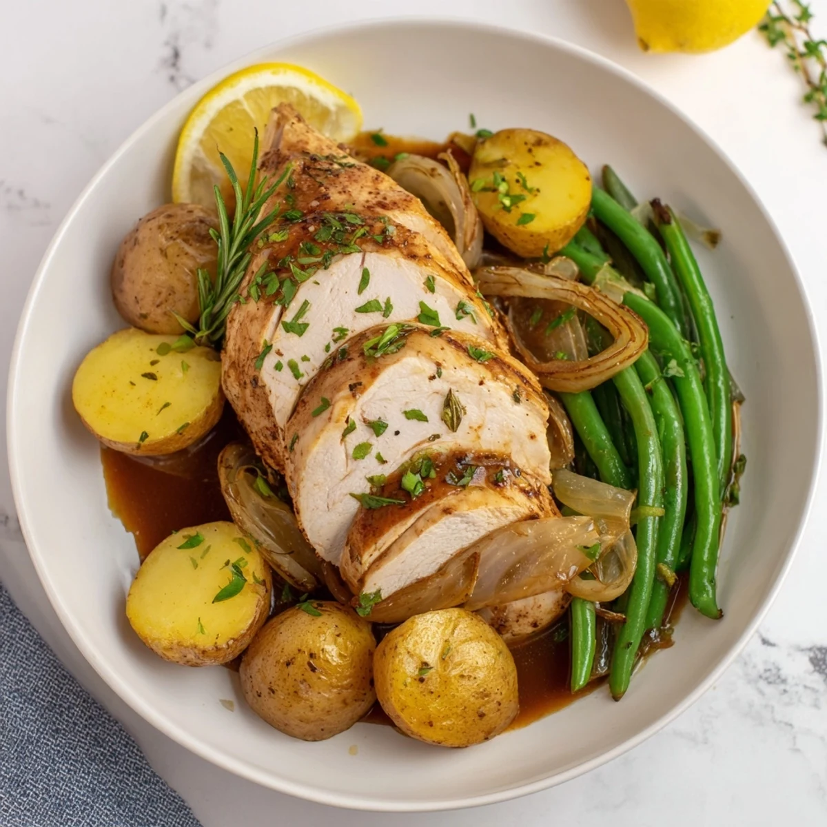 Slow Cooker Chicken And Potatoes With Green Beans rustic slow-cooked aroma, baby potatoes visible