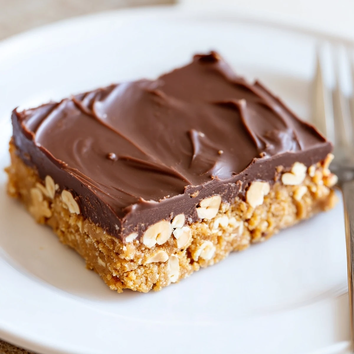 Fresh Peanut Butter Bars with chewy base, rich peanut aroma, ready to serve