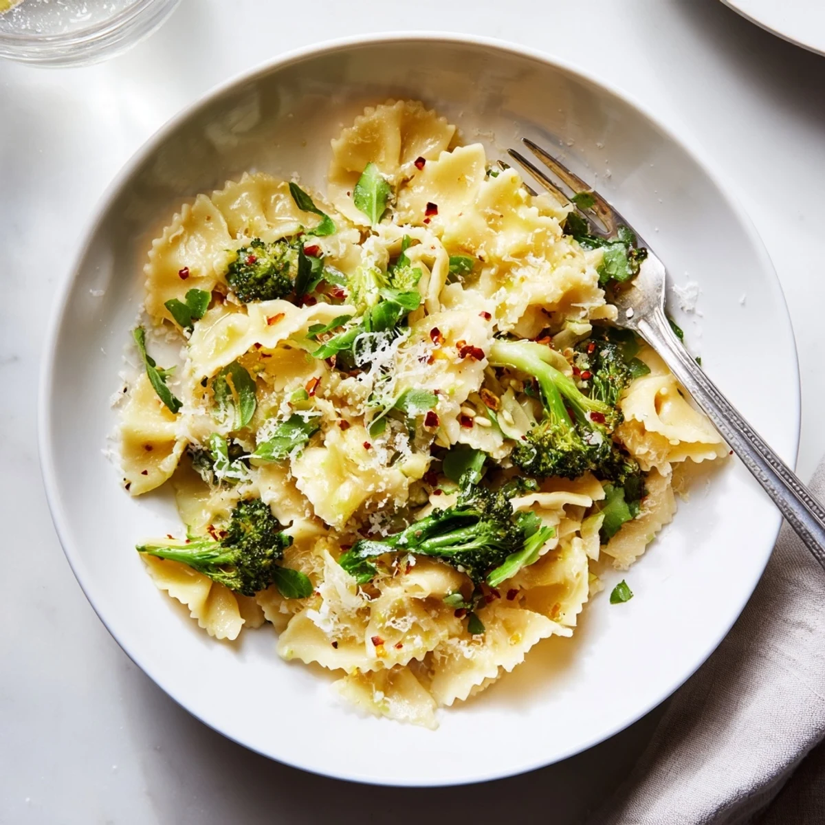 Bright Mafaldine Limone Broccoli Pasta with tender florets and a silky lemon Parmesan sauce