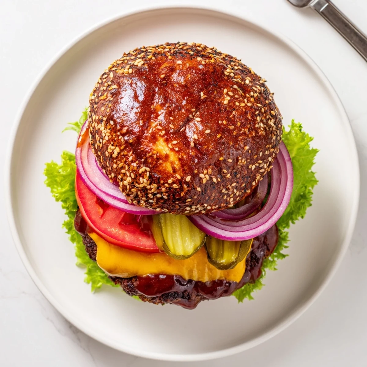 Juicy coffee rub burgers with smoky BBQ sauce served on toasted brioche buns