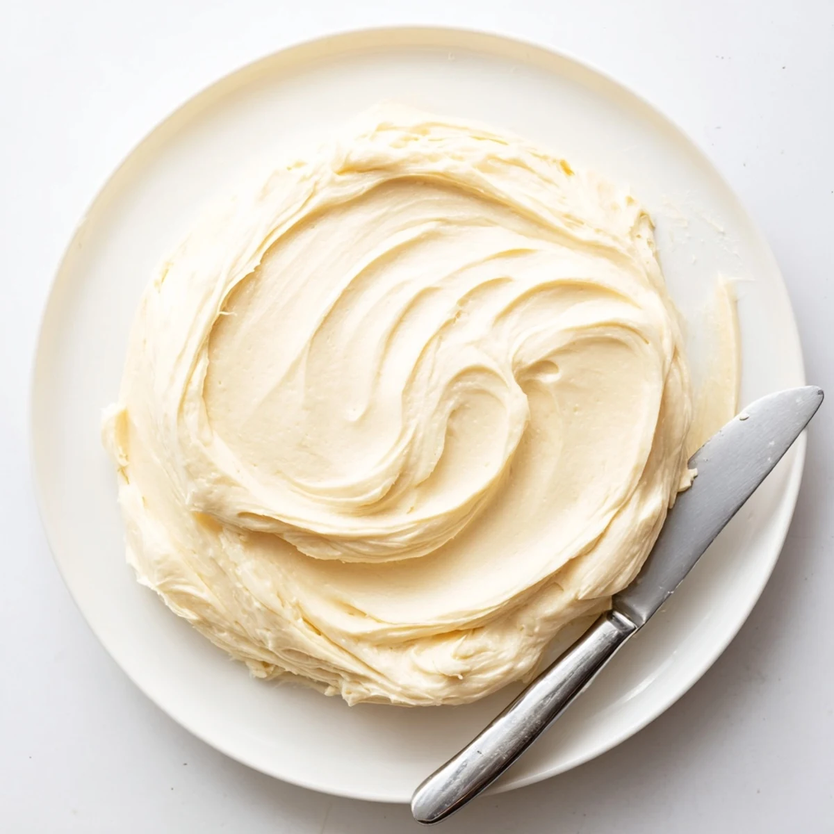 Creamy Italian meringue buttercream spread thickly on a golden layer cake