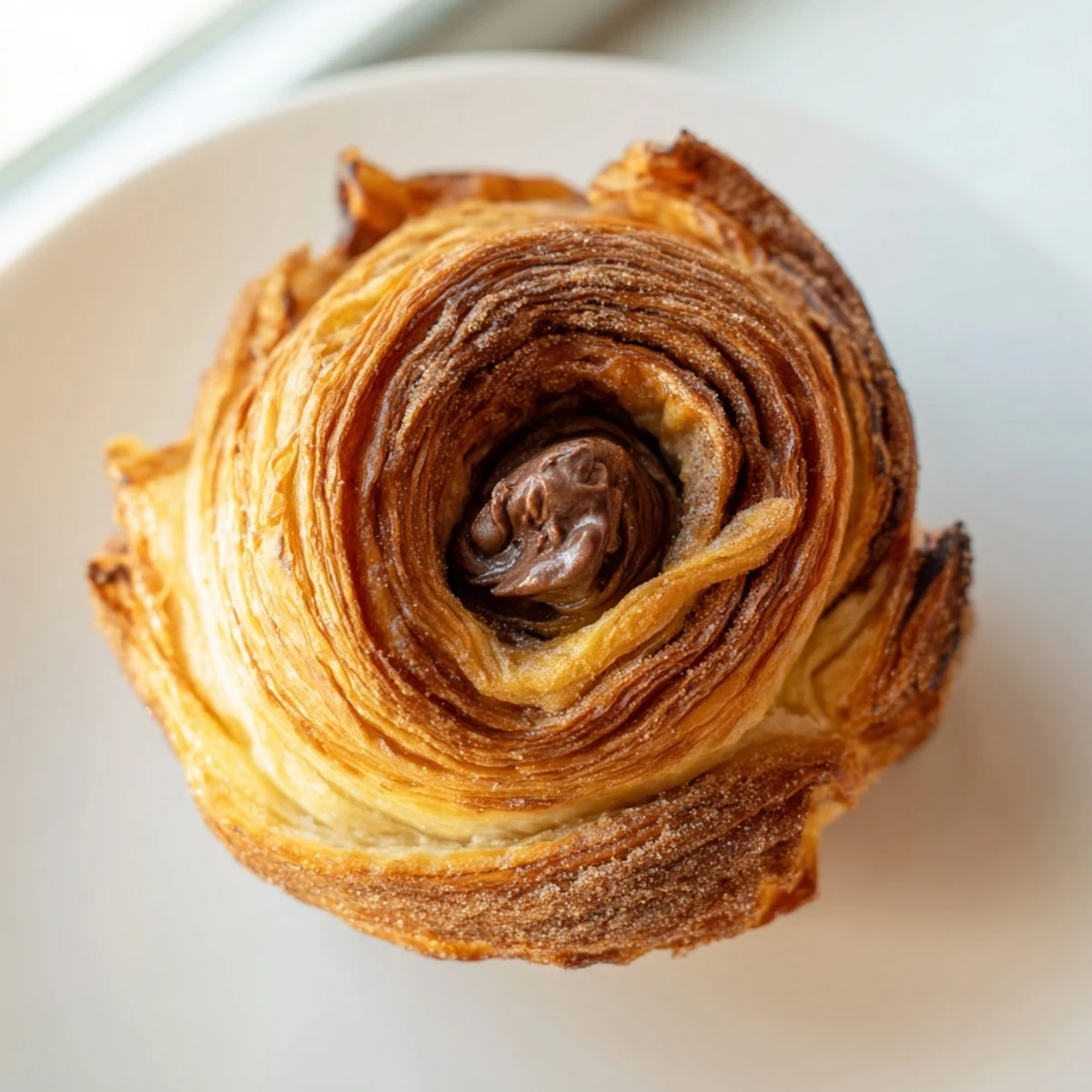 Golden cruffins with flaky croissant layers fresh from the oven on a wire rack