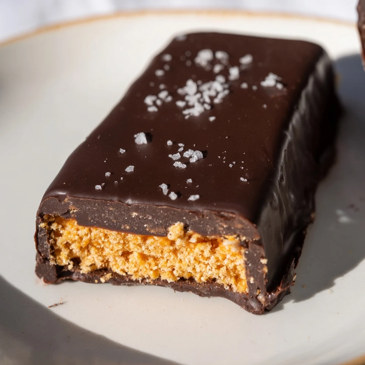 Golden peanut butter Healthy Homemade Butterfingers drizzled with rich melted dark chocolate coating